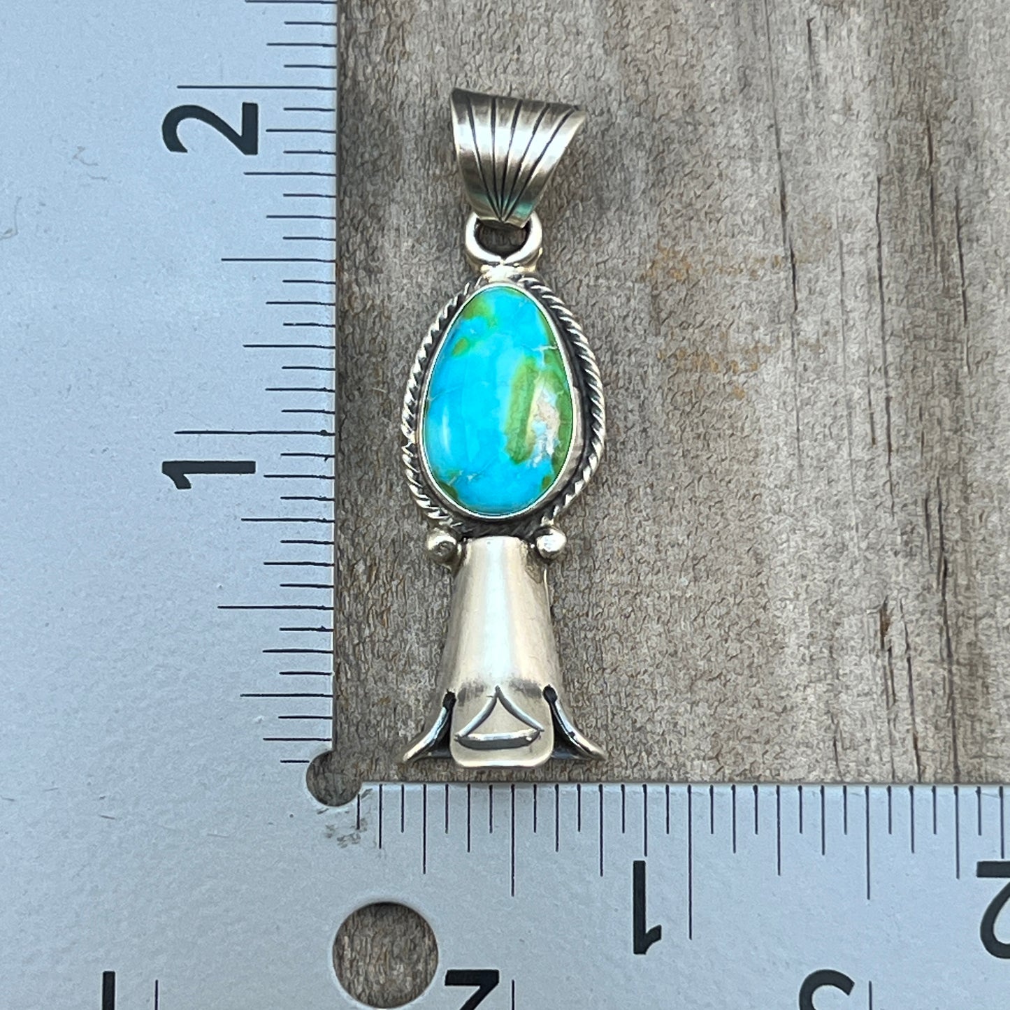 Sonoran Gold Turquoise Squash Blossom Pendant Adrienne Gordon Sterling Silver 504