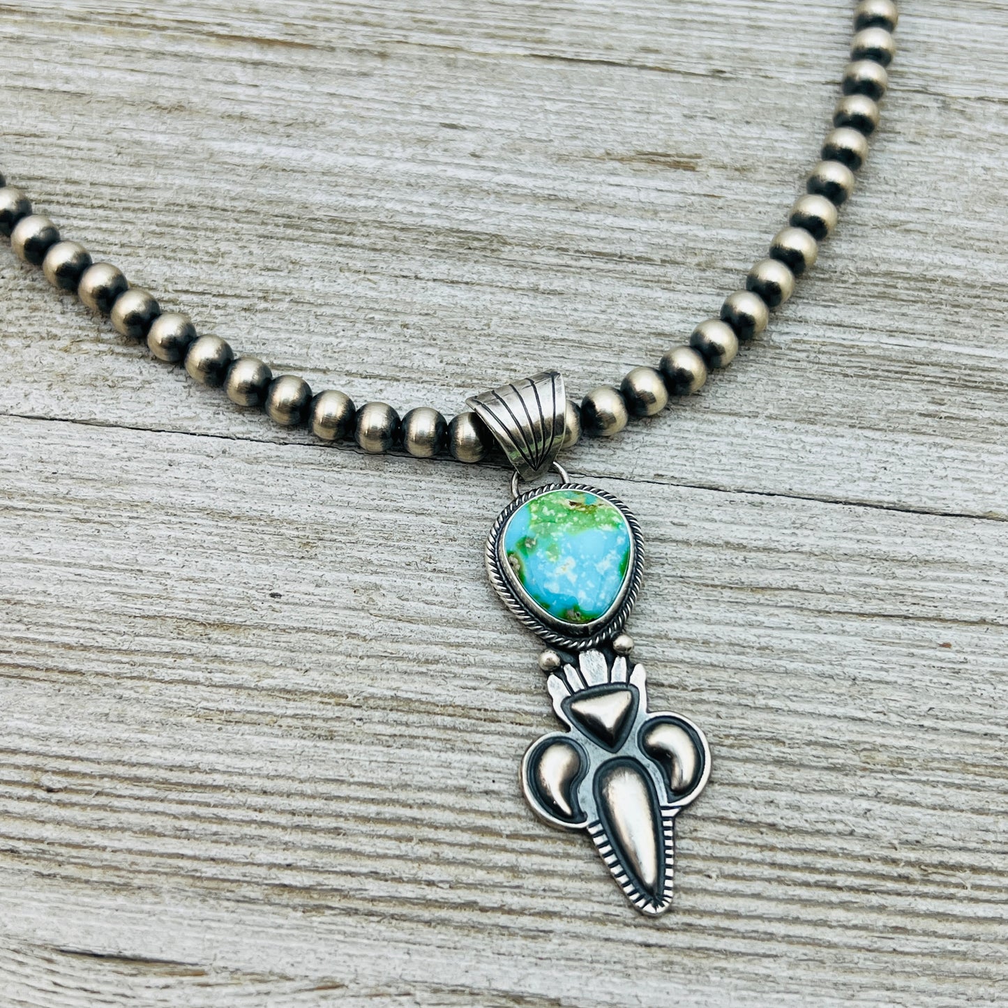 16" Sonoran Gold polychrome Turquoise  Necklace Gary Shorty Sterling Silver NK18