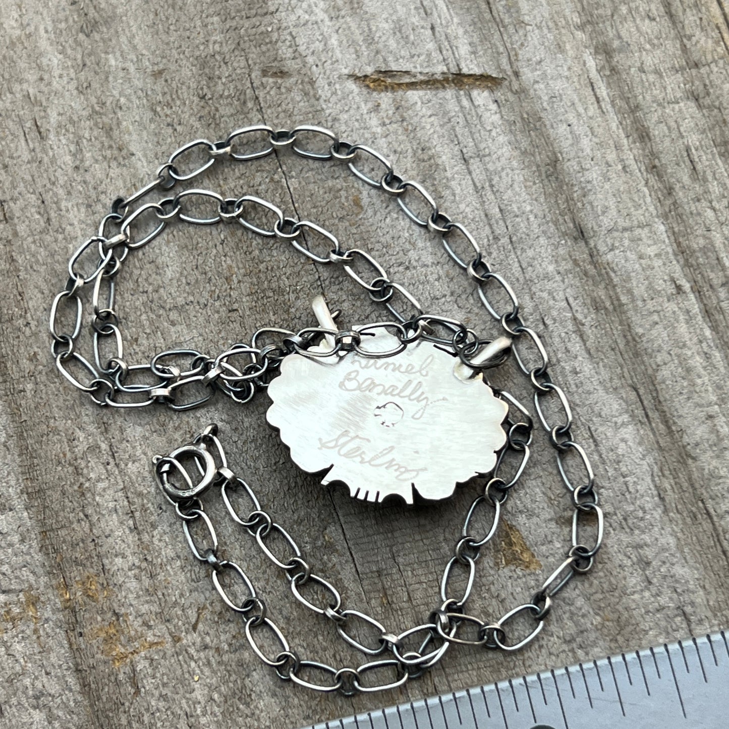 18" Kingman Spiderweb Turquoise Necklace Sterling silver Navajo Daniel Benally 593