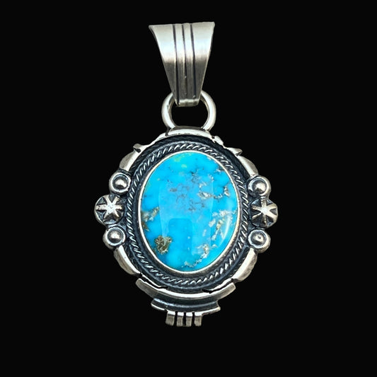 Kingman Turquoise pendant sterling silver Marita Benally Navajo 735