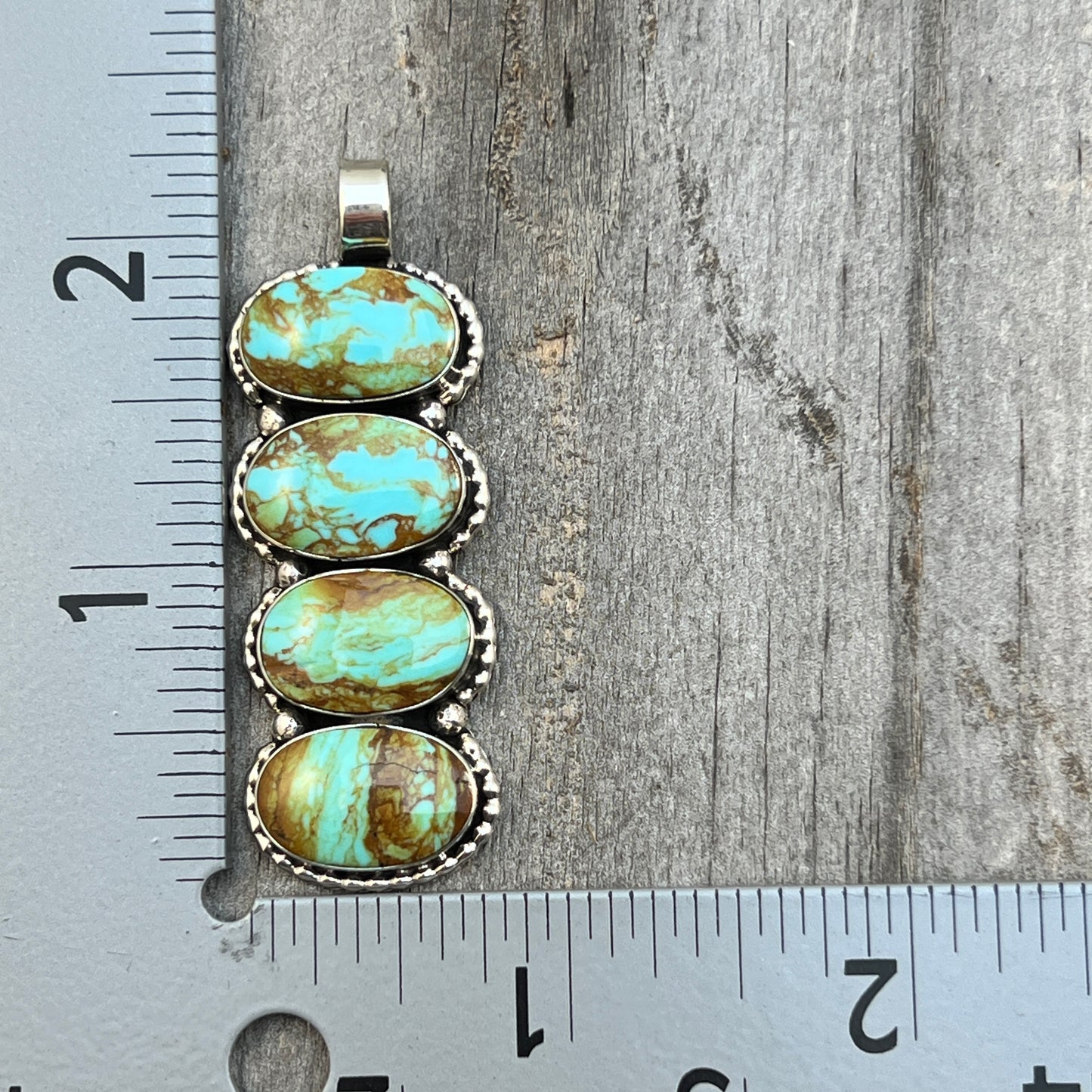 Turquoise vertical bar Pendant Sterling silver Navajo handmade Marie Bahe 538