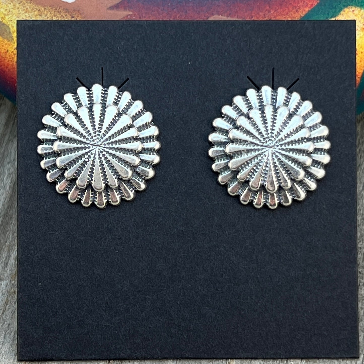 3/4"  concho earrings Sterling silver Rita Largo 664