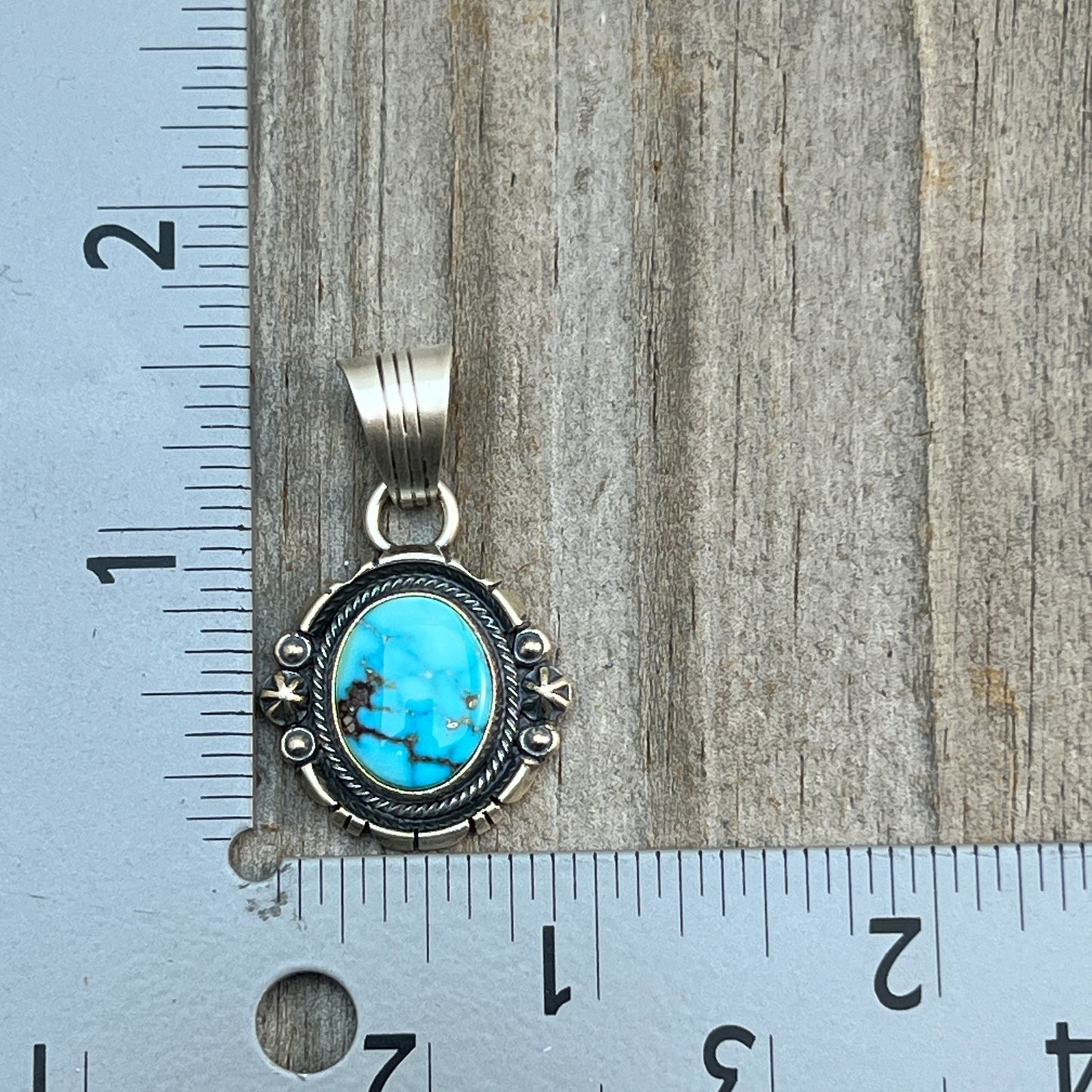 Kingman Turquoise pendant sterling silver Marita Benally Navajo 737
