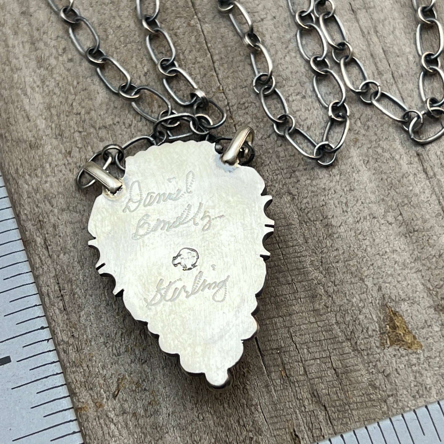 18" Blue Kingman Turquoise Necklace Sterling silver Navajo Daniel Benally 583