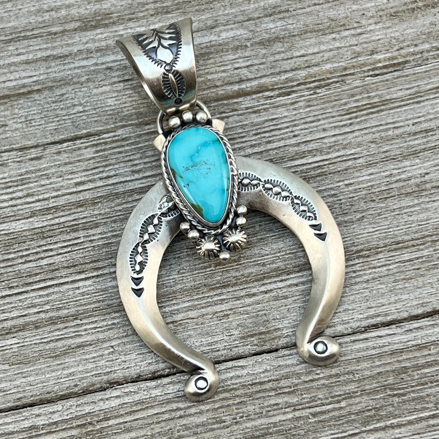 Sonoran Gold Turquoise Naja Pendant Samuel Yellowhair Sterling Silver 603