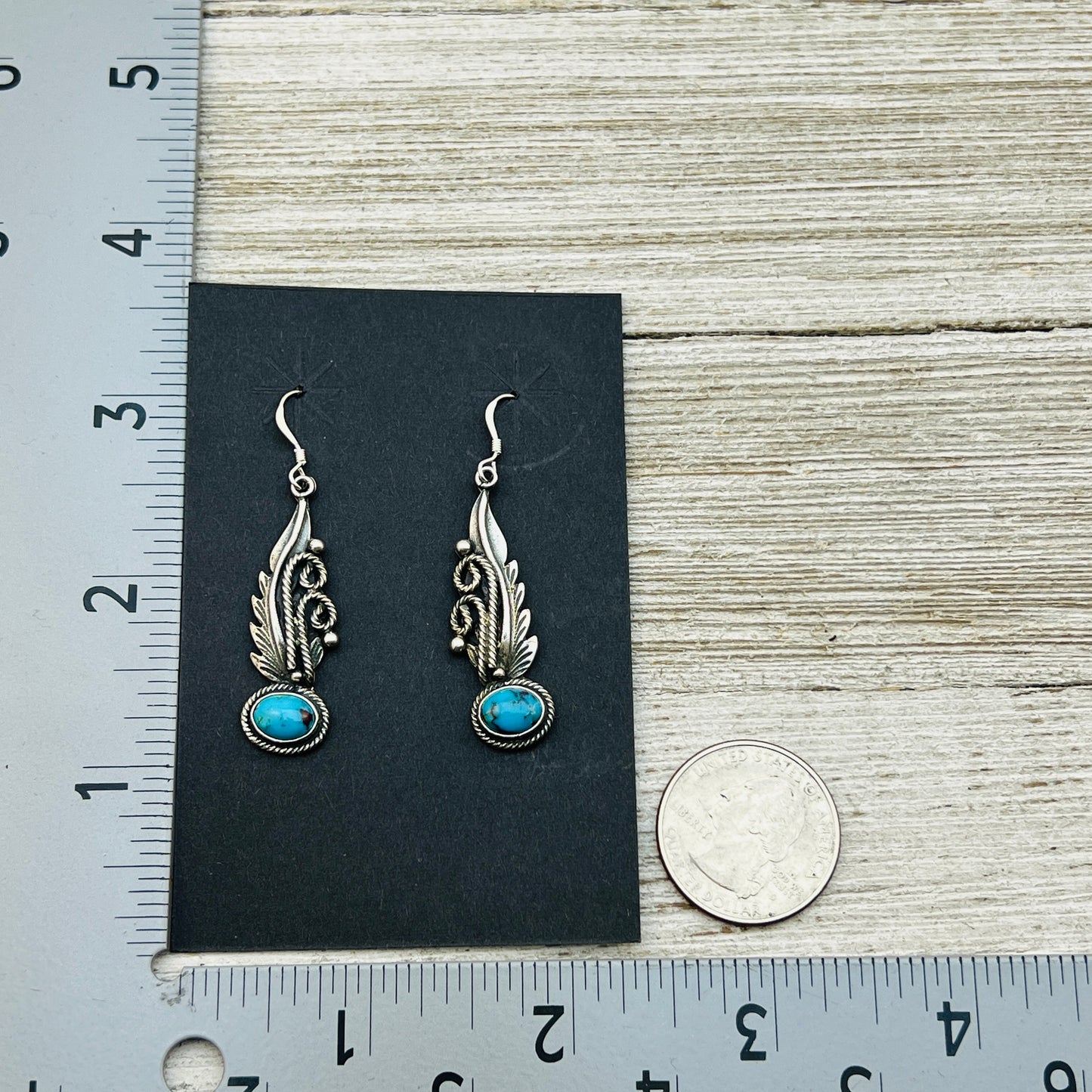 Turquoise  earrings sterling silver Genevieve Francisco Navajo handmade ER34