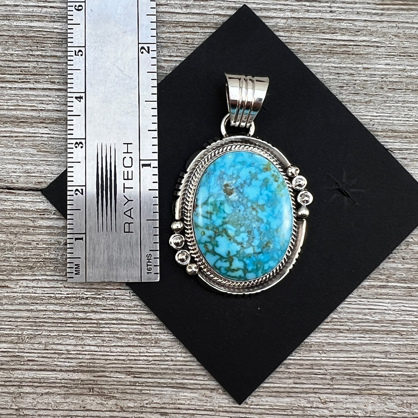 Blue Kingman Turquoise Pendant 3, Sterling Silver Daniel Benally