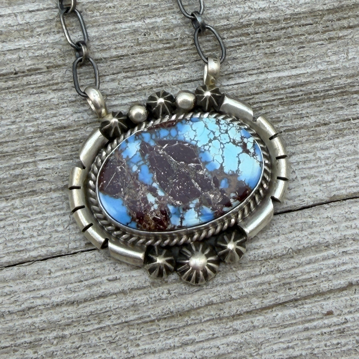 Golden Hills turquoise station necklace Sterling Silver Navajo Samuel Yellowhair NK30