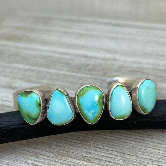 6 1/4" Sonoran Gold Turquoise Cuff Bracelet Sterling silver Navajo Verley Betone boho