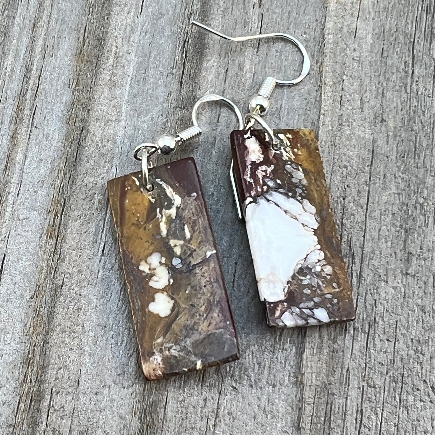 Wild Horse Slab Earrings Turquoise Zuni handmade Jesus Espino 675