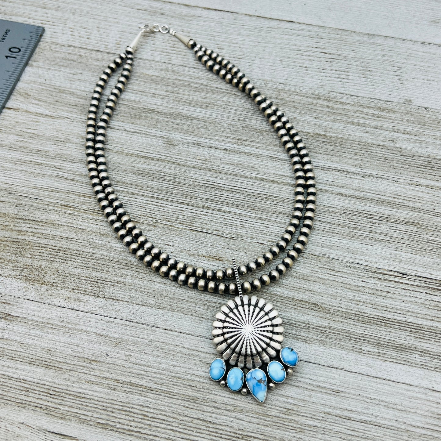 16" Golden Hills Turquoise  Necklace Tom Lewis Sterling Silver NK16