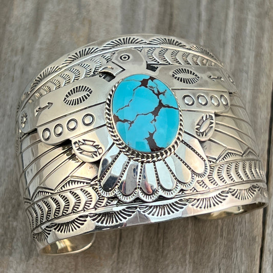 Thunderbird Cuff Bracelet Turquoise Evelyn Bahe Navajo Sterling silver 510
