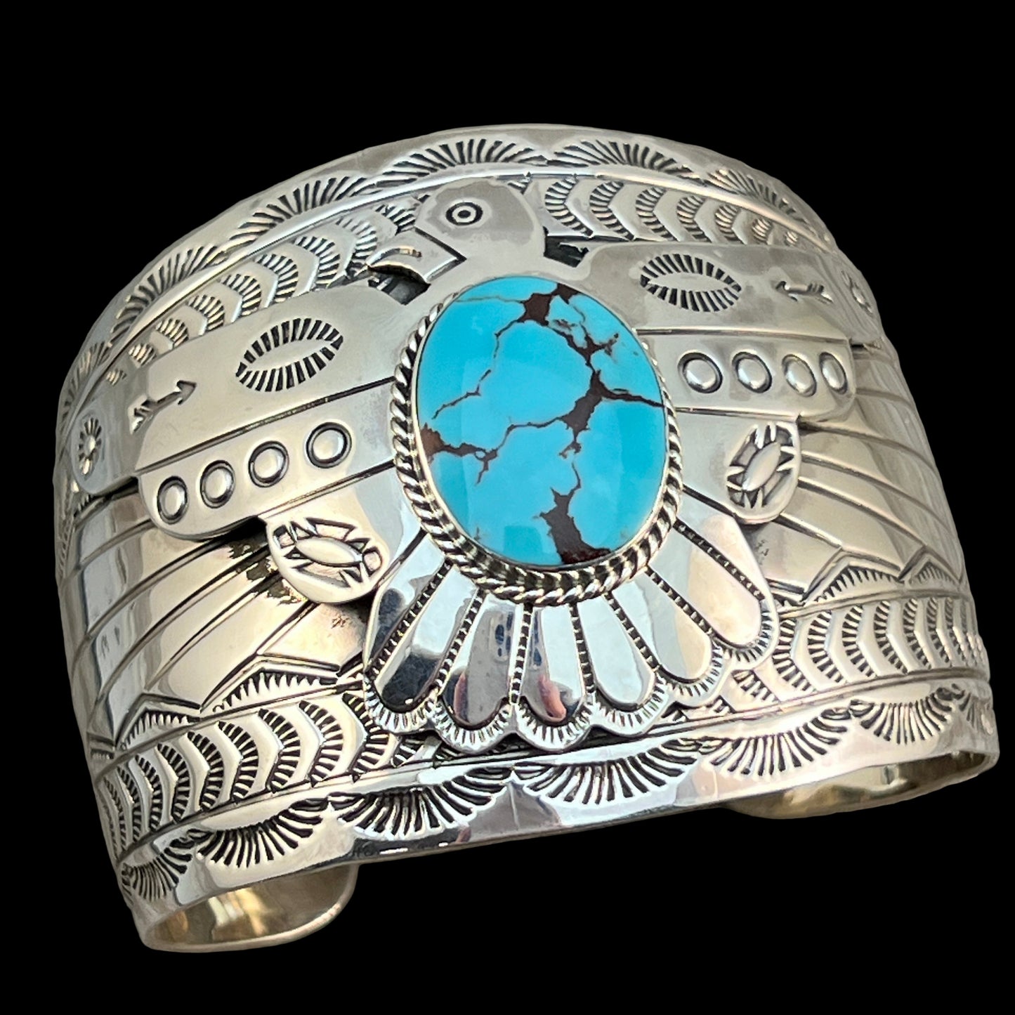 Thunderbird Cuff Bracelet Turquoise Evelyn Bahe Navajo Sterling silver 510