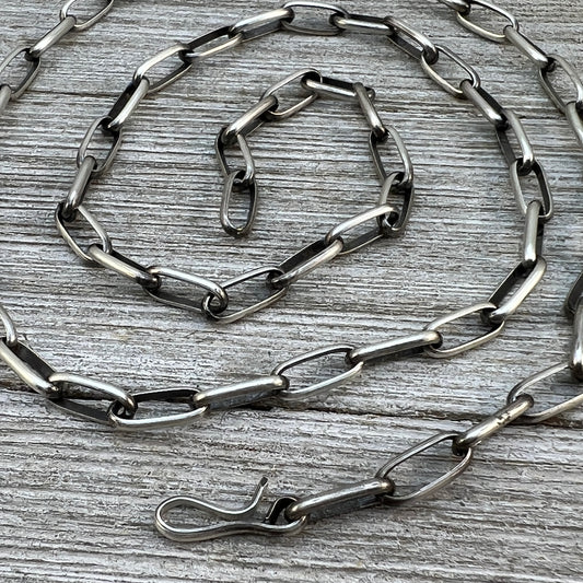 24" Sterling Silver Navajo Handmade Paper Clip Link Chain necklace Sally Shurley