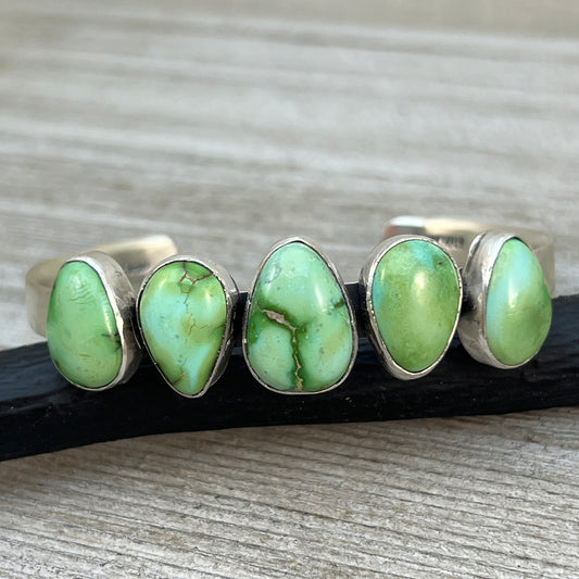 6 1/4" Sonoran Gold Turquoise Cuff Bracelet Sterling silver Navajo Tom Lewis boho