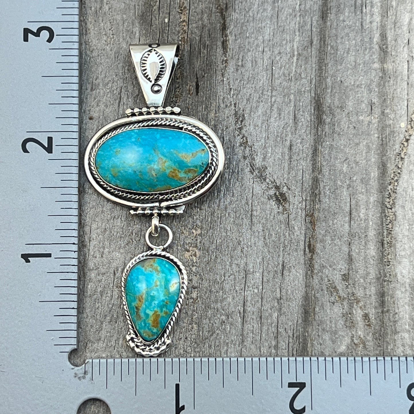 Turquoise Pendant Sterling silver Navajo Handmade Mike Smith 529