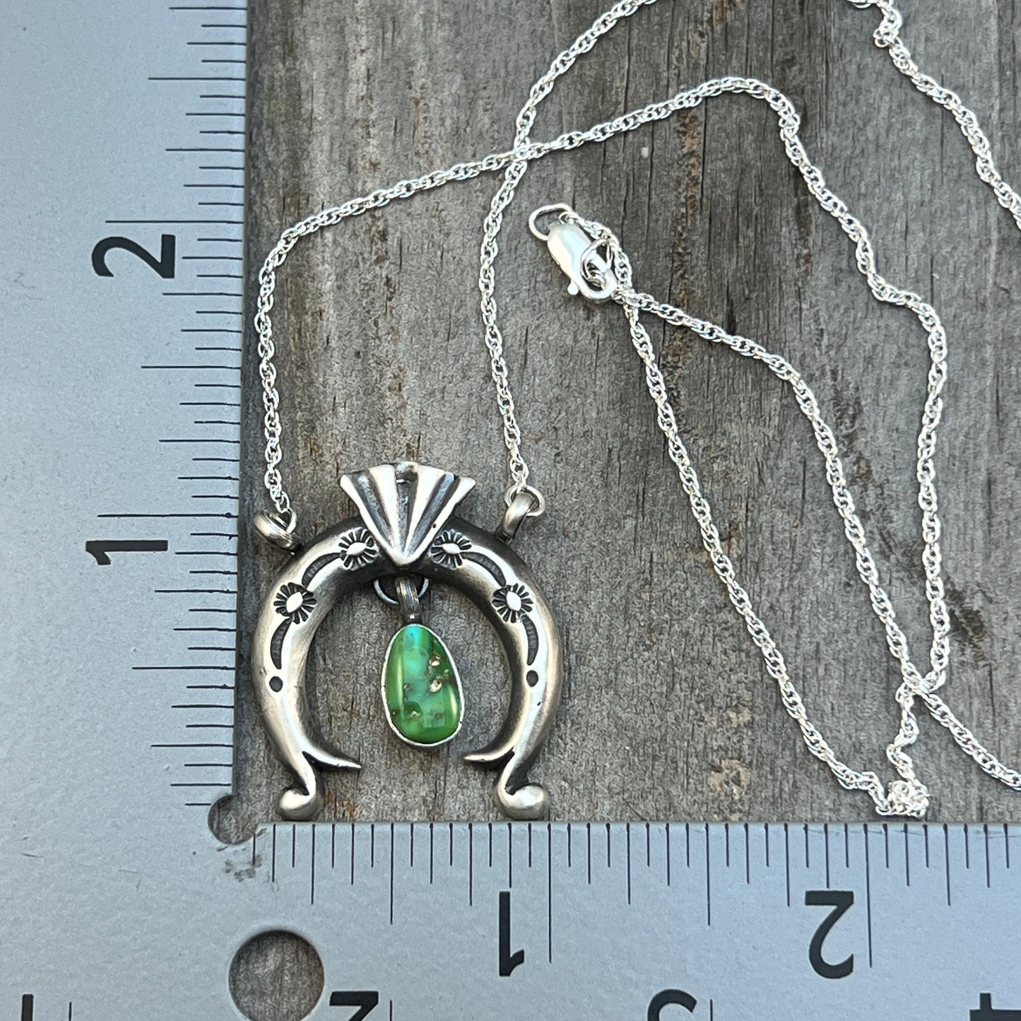 19" Sonoran Turquoise Naja Necklace Sterling silver Navajo Gary Shorty 567