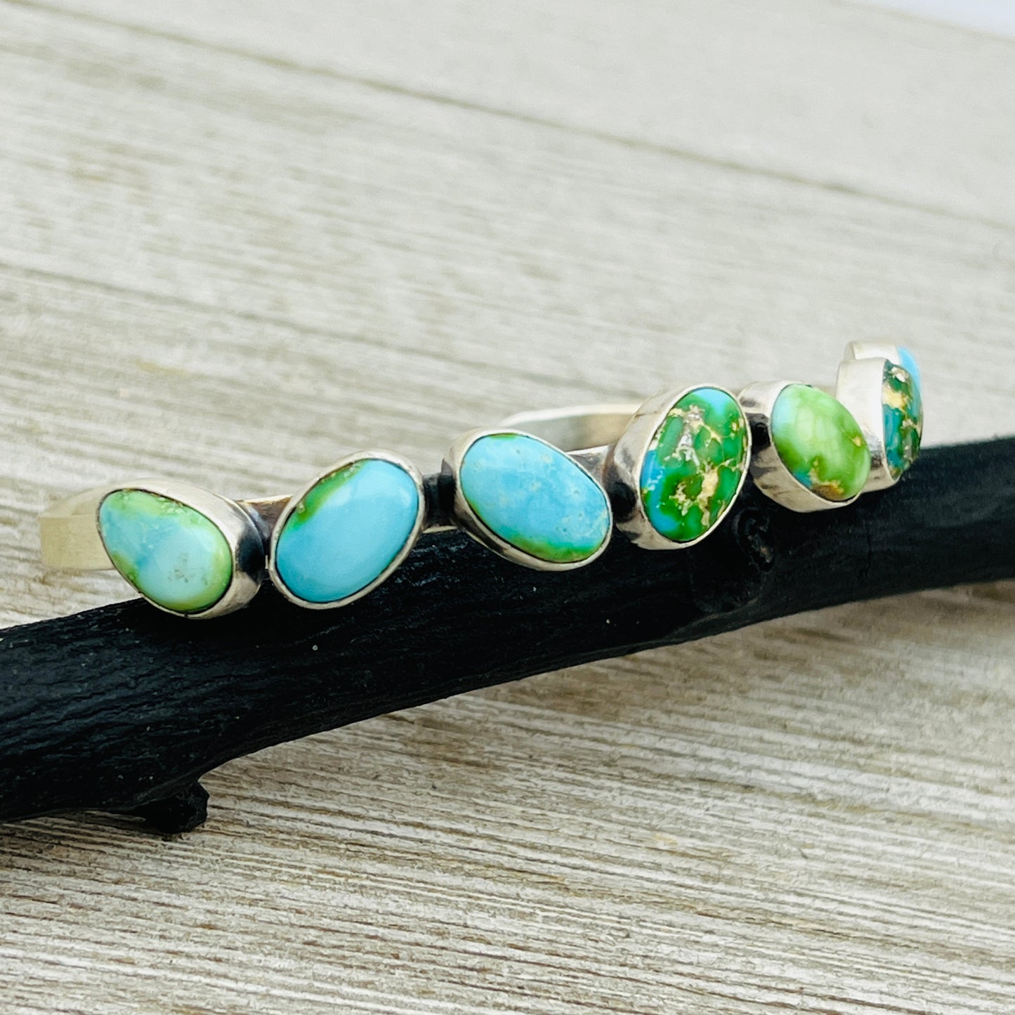 6 1/2" Sonoran Gold polychrome Turquoise cuff bracelet sterling silver Verley Betone BR23