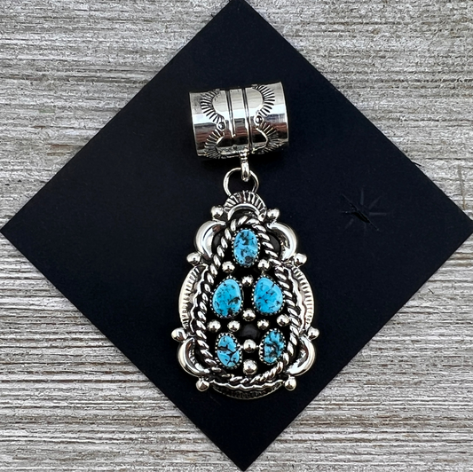 Blue Kingman Turquoise Cluster Pendant, sterling silver Jennifer Cayaditto Navajo