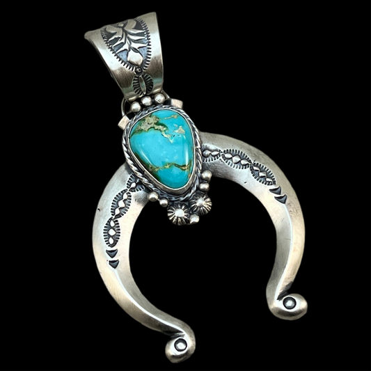 Sonoran Gold Turquoise Naja Pendant Samuel Yellowhair Sterling Silver 602