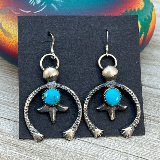 Tufa cast Naja earrings, sterling silver turquoise Navajo Eva & Linberg Billah