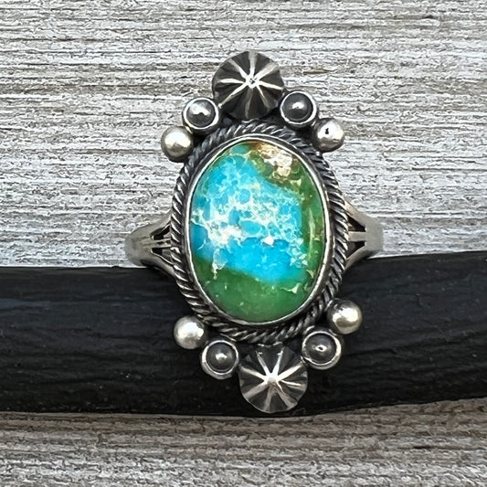 Size 10 Sonoran Gold turquoise sterling silver ring Maritta Benally 479
