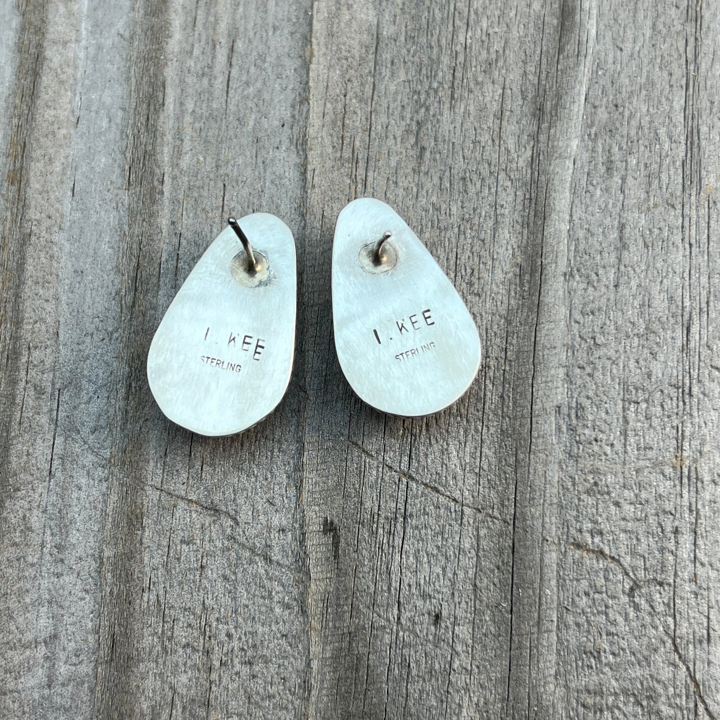 Purple Spiney Shell Teardrop stud earrings sterling silver Louise Kee Navajo 726