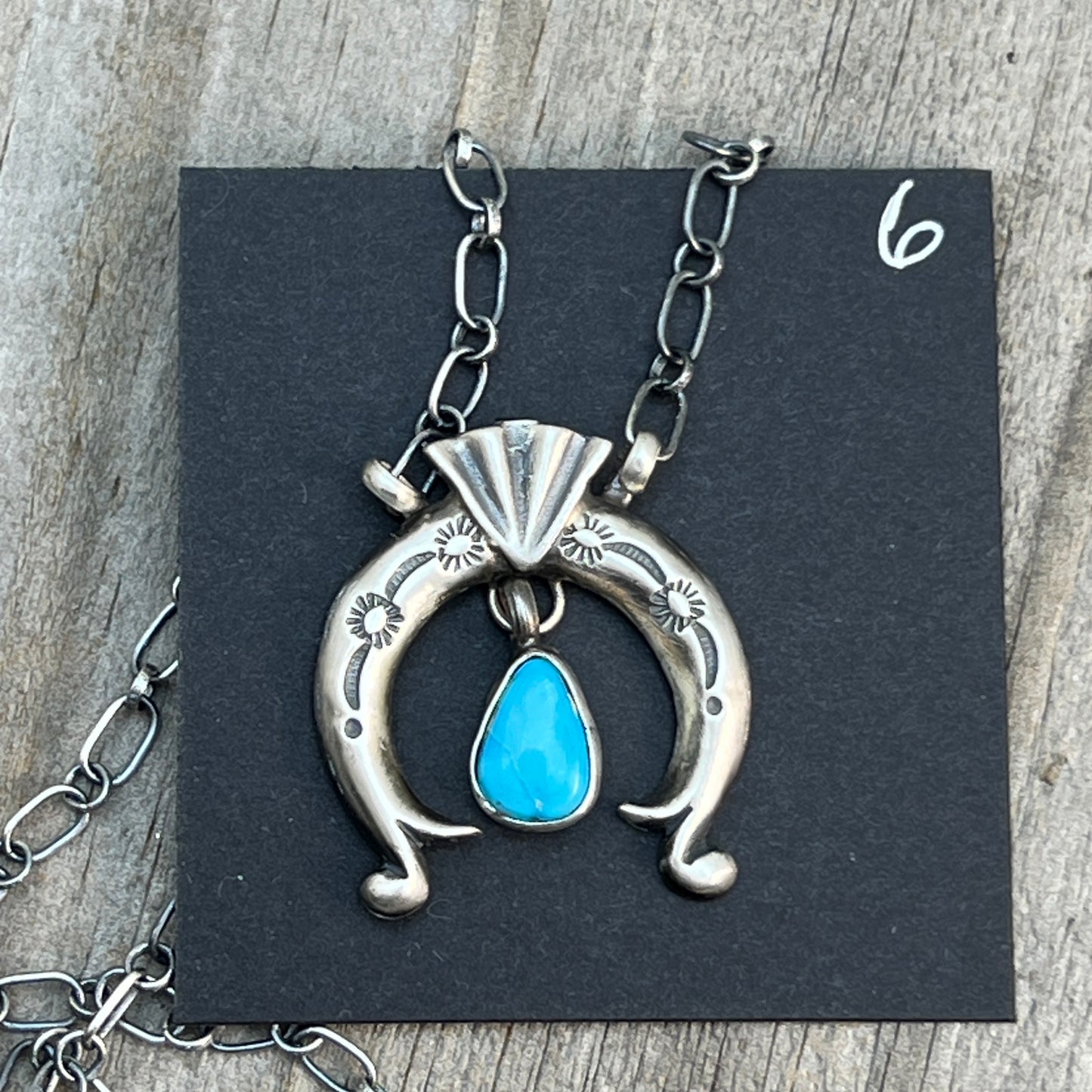 18 1/2" Blue Kingman Turquoise Naja Necklace Sterling silver Navajo Annette Chiquito 706