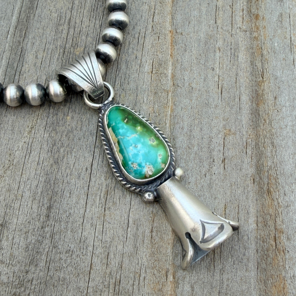 16" Sonoran Turquoise Squash Blossom Necklace Sharon McCarthy Sterling silver NK53
