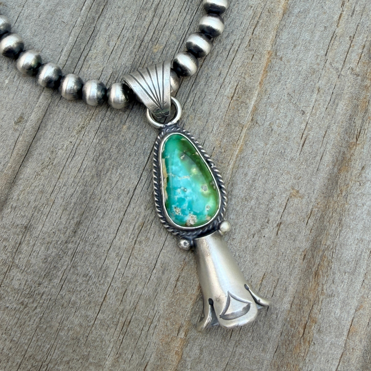 16" Sonoran Turquoise Squash Blossom Necklace Sharon McCarthy Sterling silver NK53