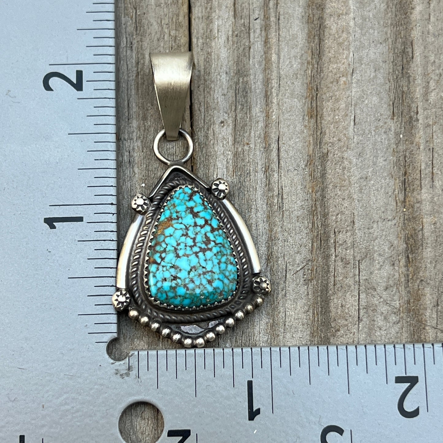 High Grade  Kingman Spiderweb Turquoise pendant sterling silver Leslie Nez Navajo 800