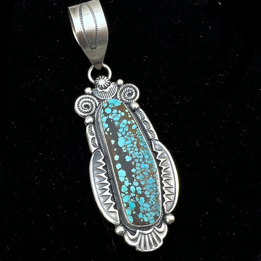 Natural #8 Turquoise sterling silver pendant Navajo Jackson Hoskie 2
