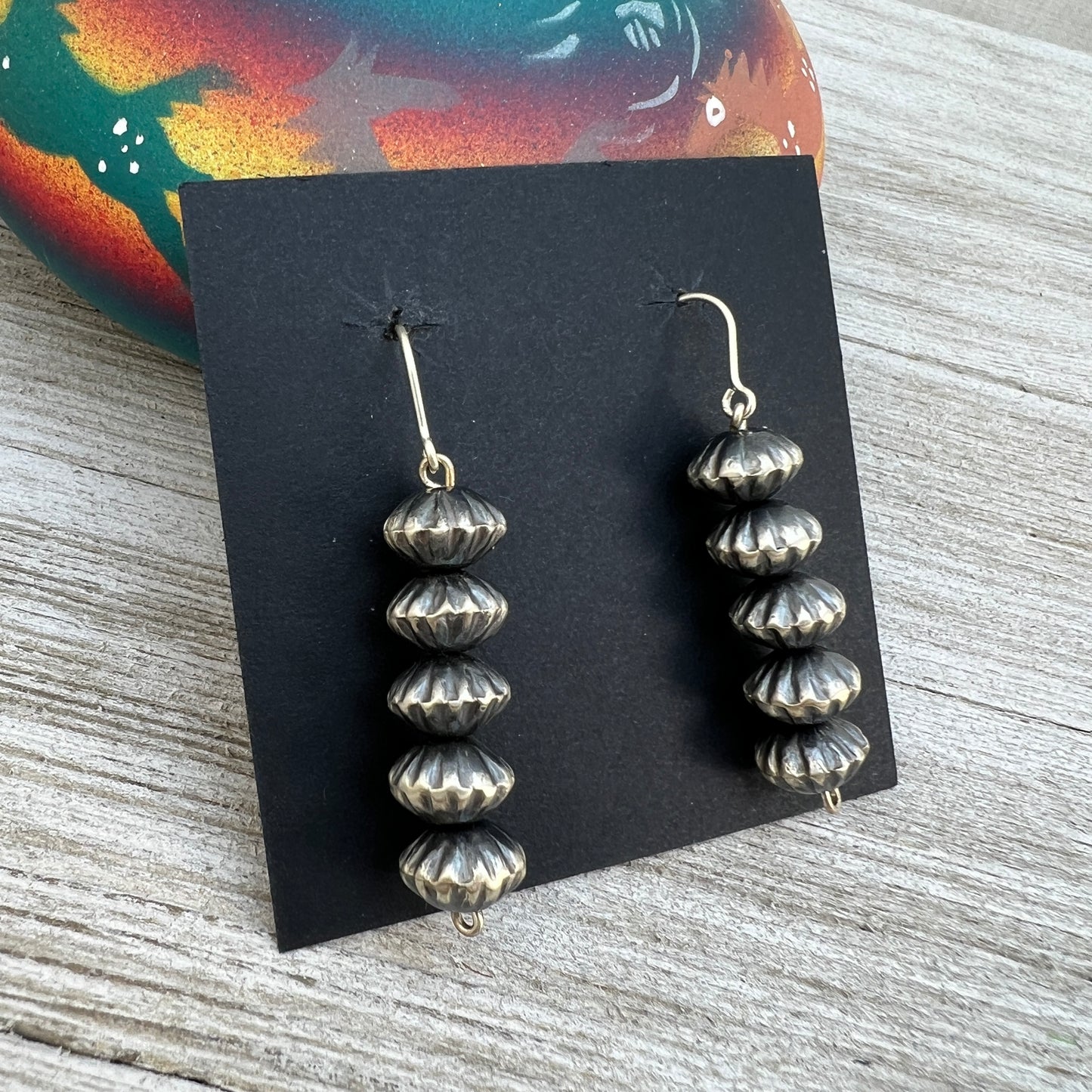 Handmade Sterling silver Navajo Pearls Earrings Fluted Beads, Tonisha Haley