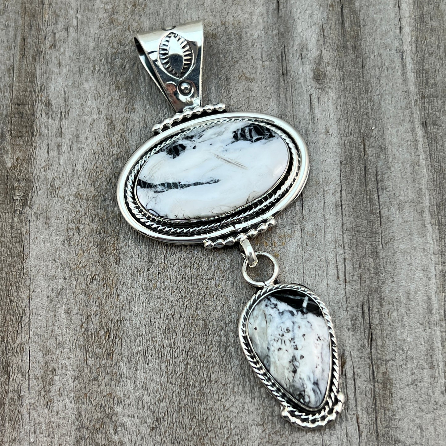 White Buffalo Pendant Sterling silver Navajo Handmade Mike Smith 517