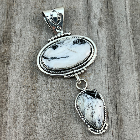 White Buffalo Pendant Sterling silver Navajo Handmade Mike Smith 517
