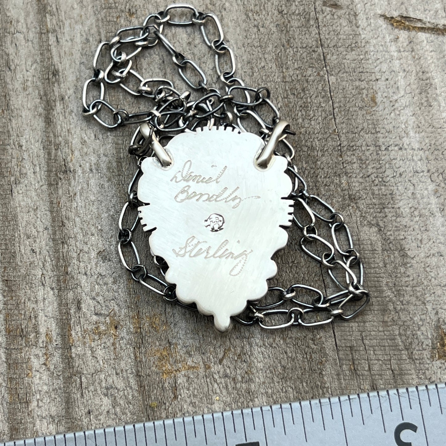 18" Kingman Spiderweb Turquoise Necklace Sterling silver Navajo Daniel Benally 601