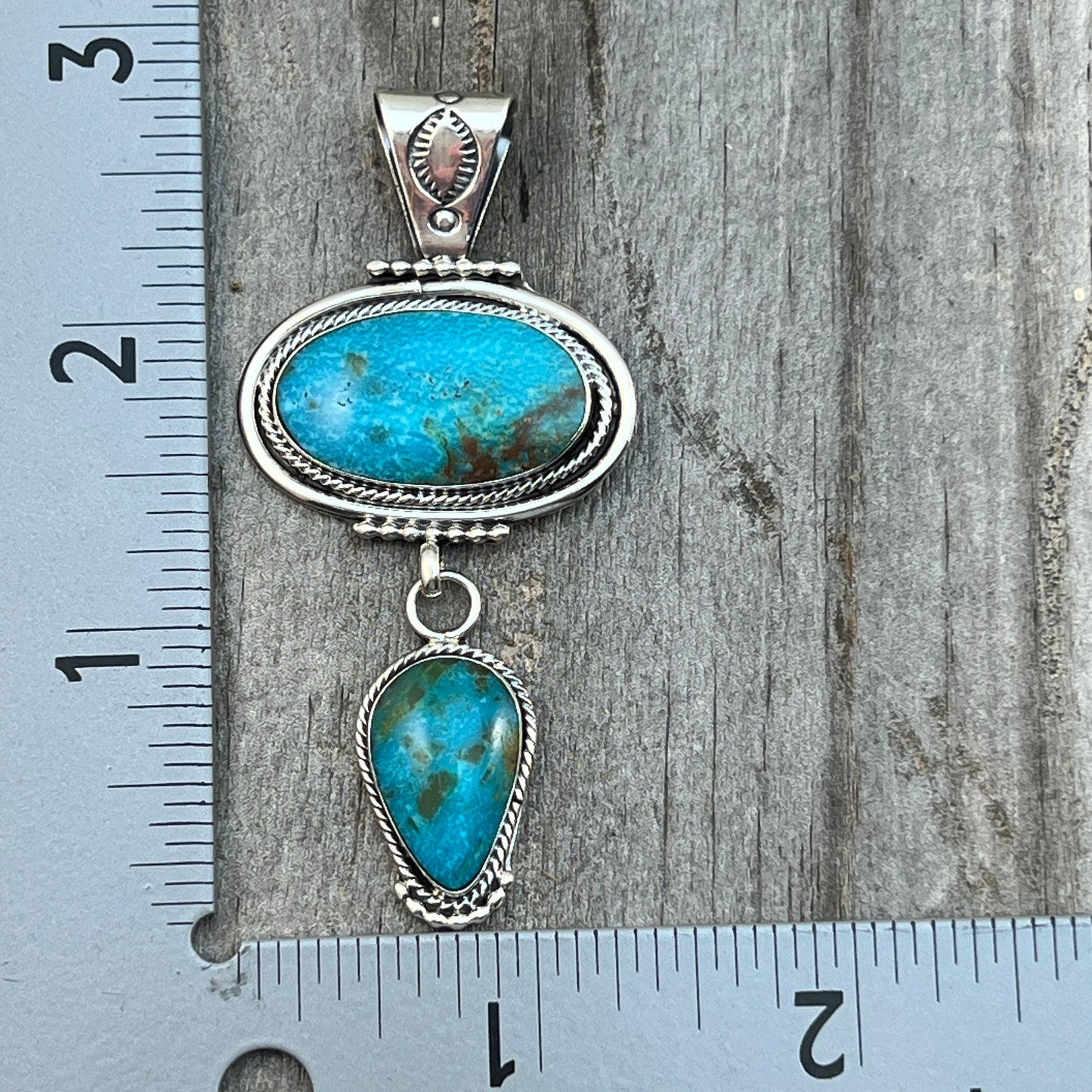 Turquoise Pendant Sterling silver Navajo Handmade Mike Smith 525