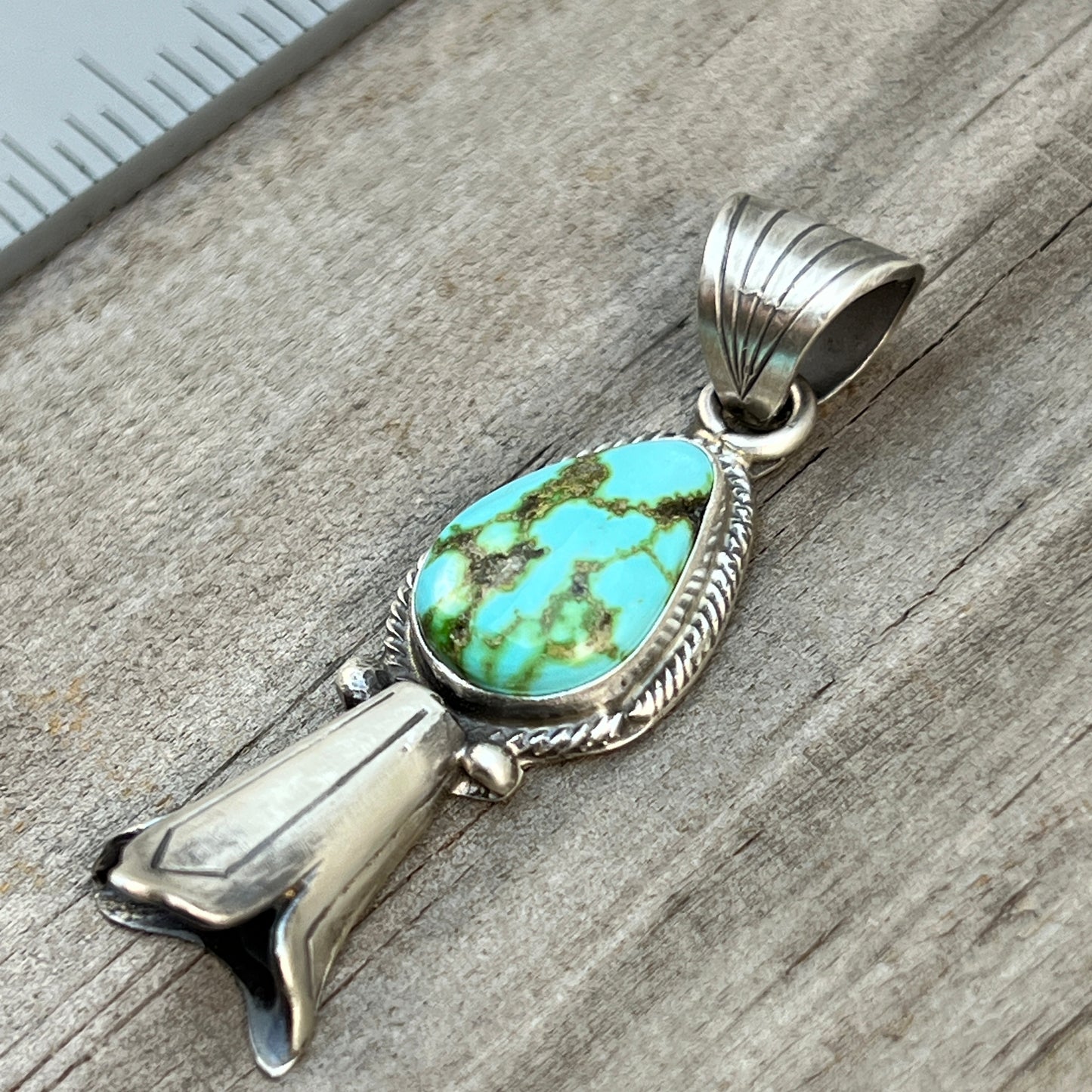 Sonoran Gold Turquoise Squash Blossom Pendant Adrienne Gordon Sterling Silver 505