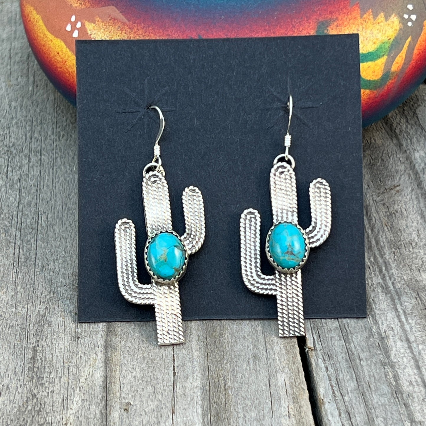 Sterling silver Turquoise cactus Earrings Delbert Gordon Sterling Silver 849