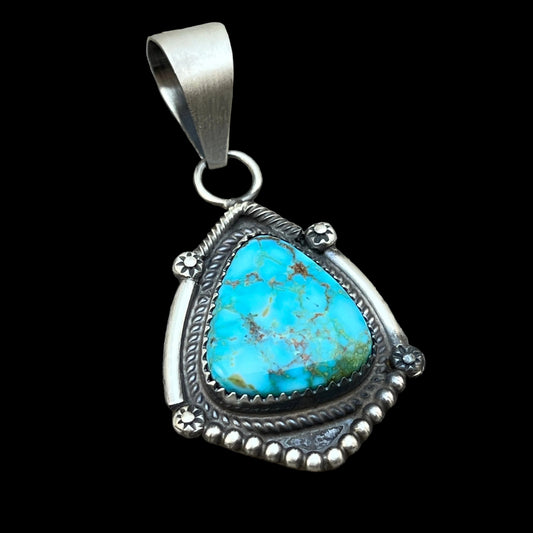 High Grade  Kingman Spiderweb Turquoise pendant sterling silver Leslie Nez Navajo 794