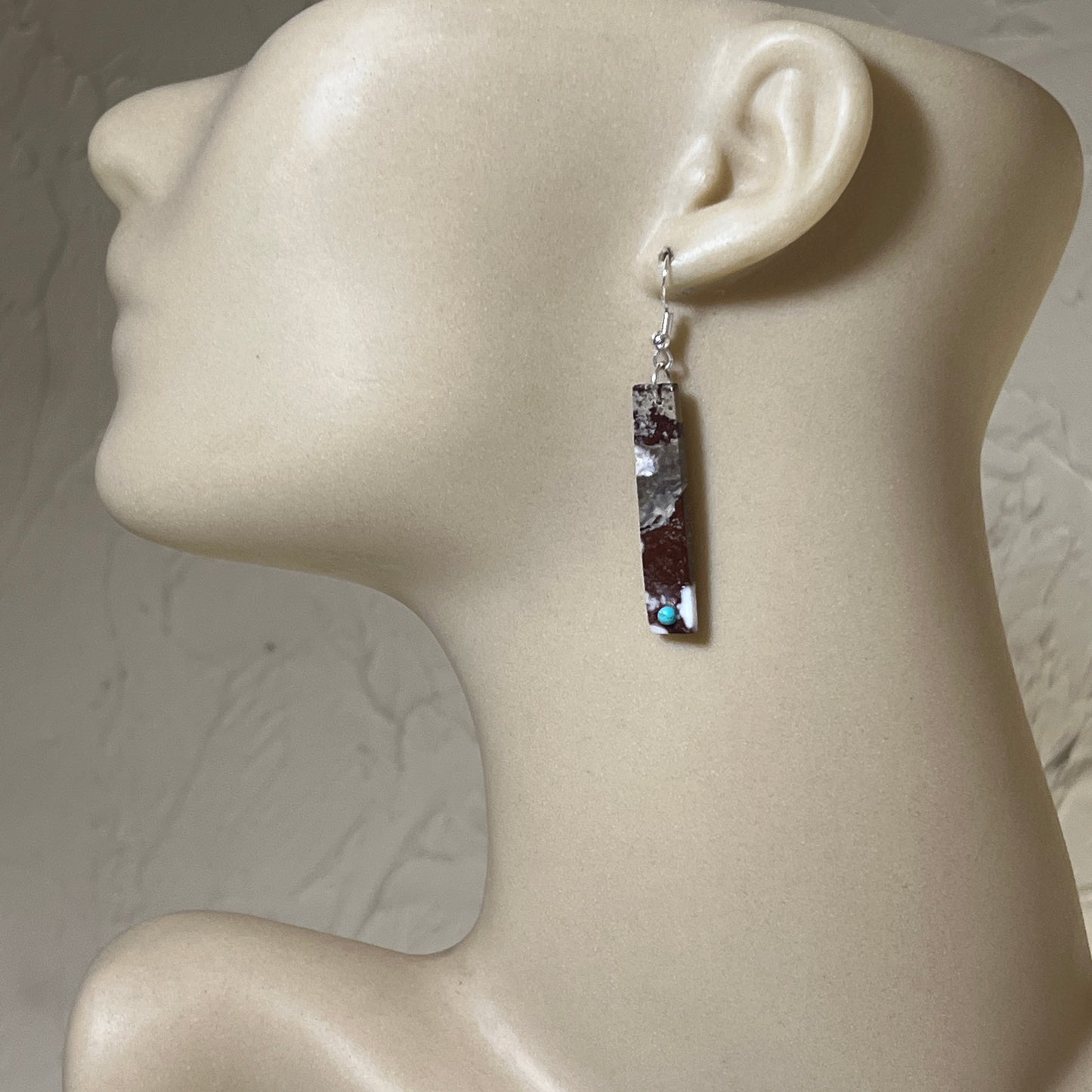 Wild Horse Slab Earrings Turquoise Zuni handmade Jesus Espino 676