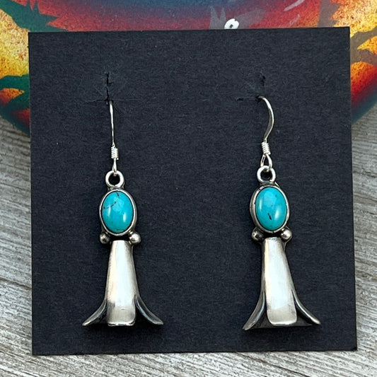 Squash Blossom Dangle Earrings 4 Turquoise sterling silver Robinson Martinez