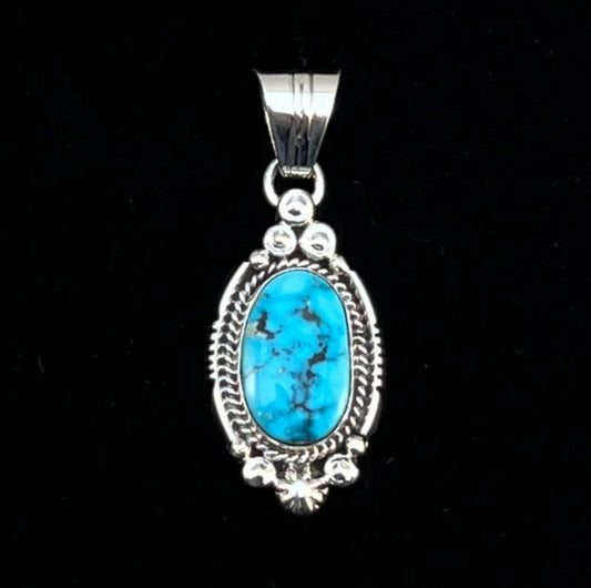 Blue kingman turquoise pendant Daniel Benally Sterling 252