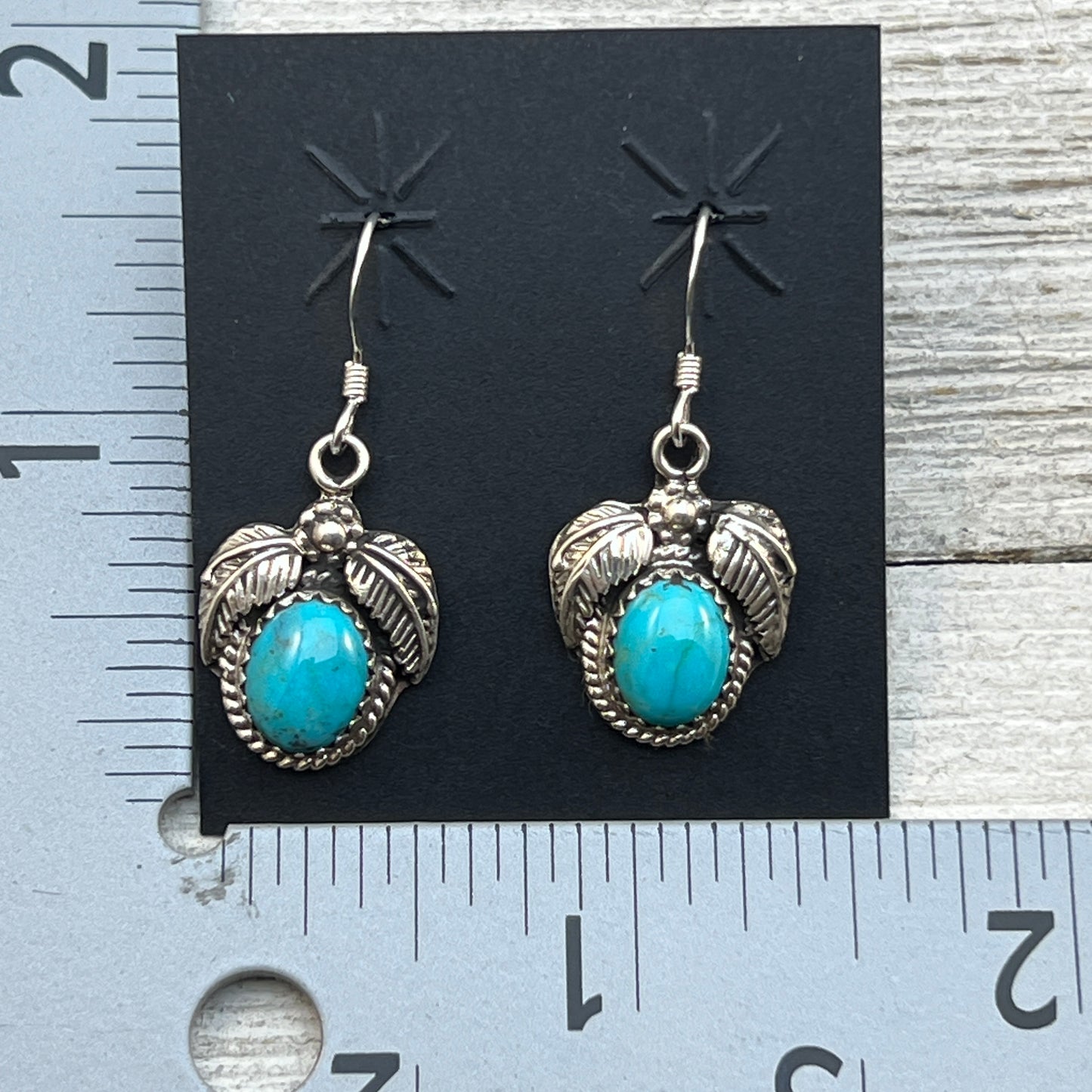 Small Turquoise dangle earrings sterling silver turquoise Sharon McCarthy 414