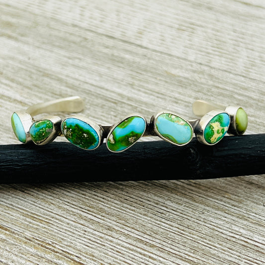 6 1/2" Sonoran Gold polychrome Turquoise cuff bracelet sterling silver Verley Betone BR25