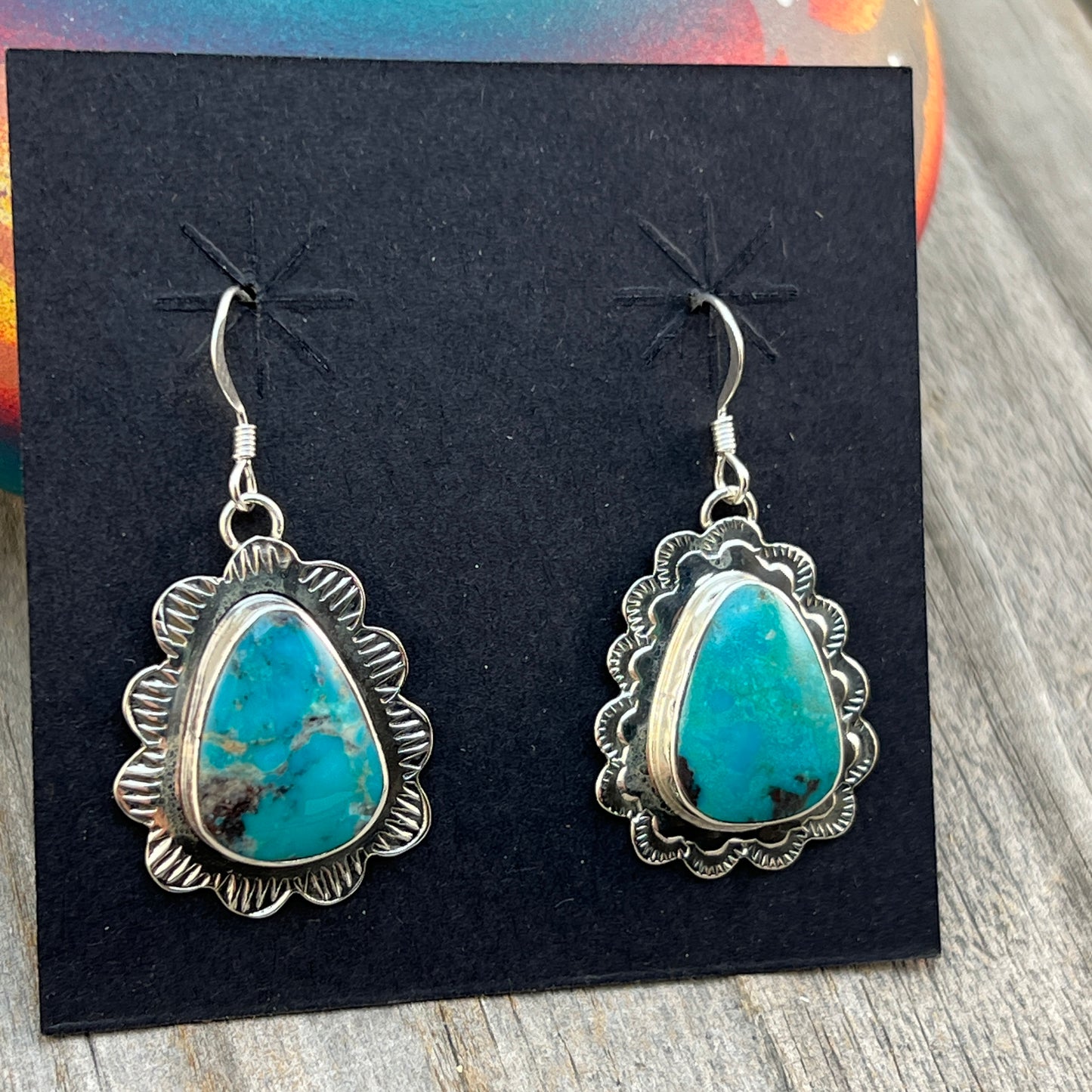Sterling silver Teardrop Turquoise Earrings Annette Martinez Sterling Silver 846