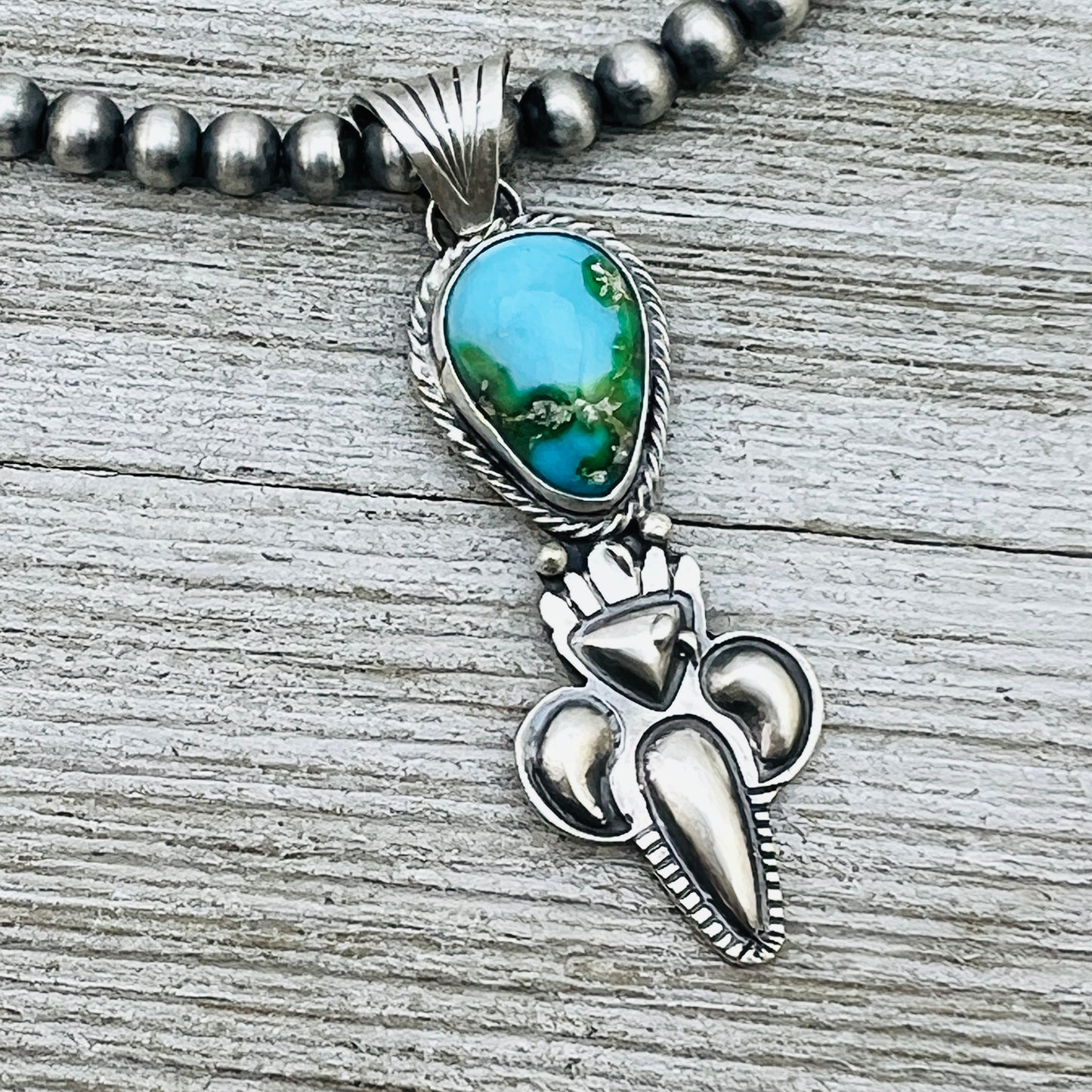 16" Sonoran Gold polychrome Turquoise  Necklace Gary Shorty Sterling Silver NK17
