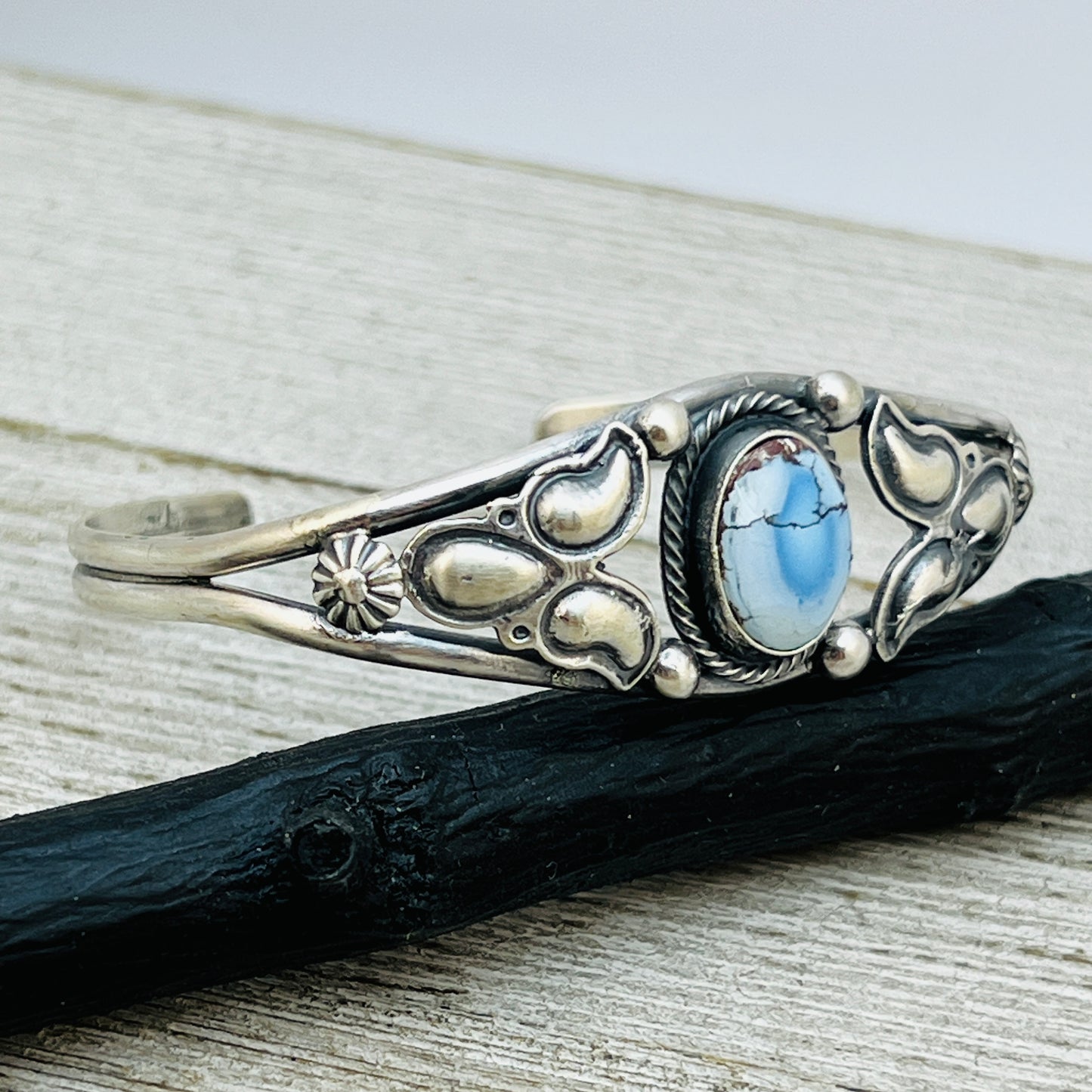6 3/4" Golden Hills Turquoise Sterling Silver Davey Morgan Navajo handmade BR37