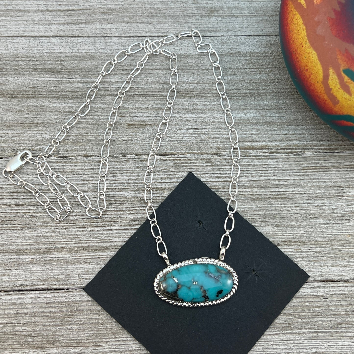 Sterling Silver Patagonia turquoise 20" station necklace, SADIE JIM