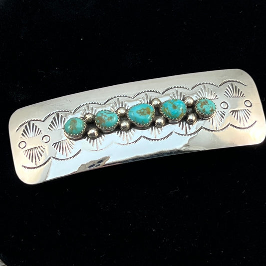 Sterling silver Turquoise Hair Barrette Navajo Jolene Begay 392